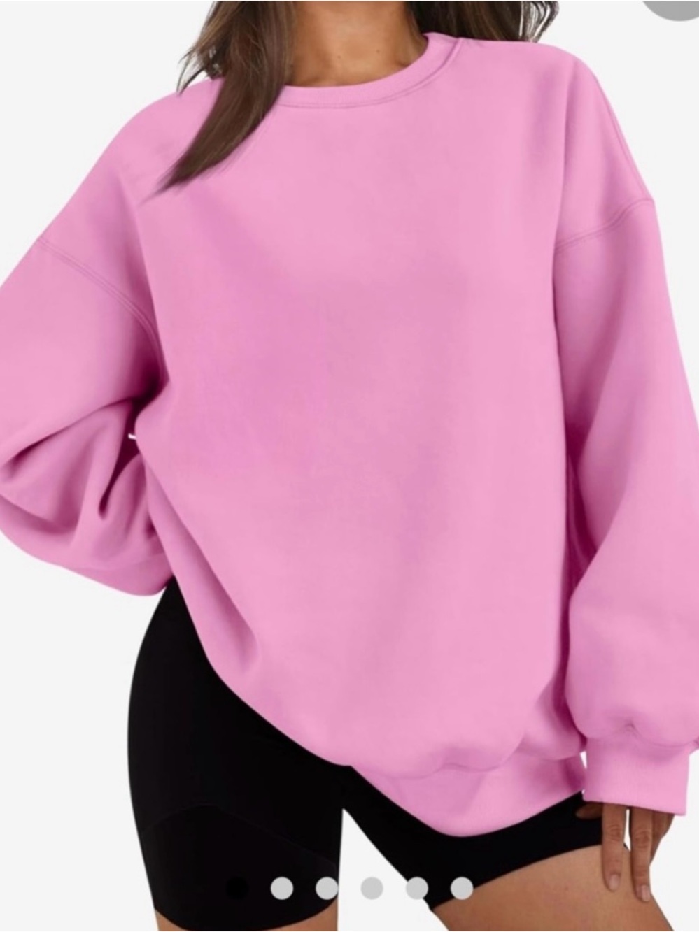 Women's Pink Crewneck Sweatshirt - Relaxed Oversized Comfy Fit, XL